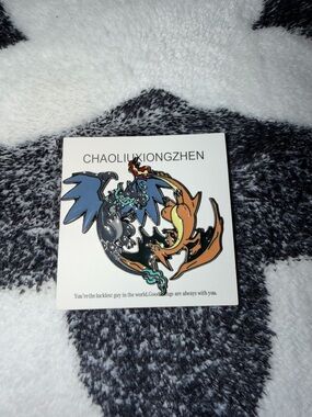 Pokémon Mega Charizard X and Mega Charizard  Y Enamel Pin